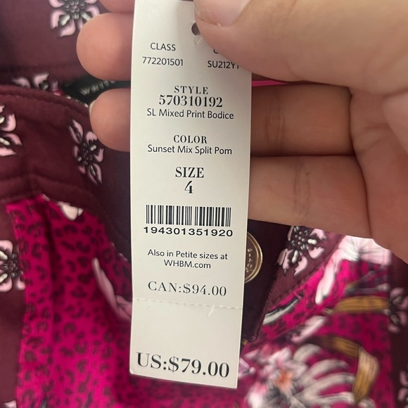 NWT White House Black Market Mixed Print Bodice size 4 - Picture 4 of 7